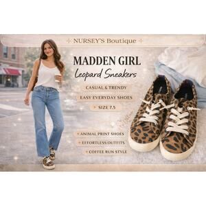 Madden Girl Leopard Print Sneakers Lace Up Flats Size 7.5 Casual